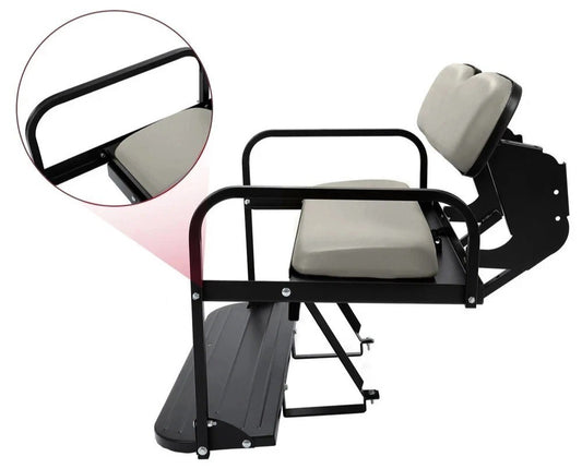 For Yamaha G14 G16 G19 G22 Golf Cart Rear Flip Seat Kit Steel Off-White Cushion