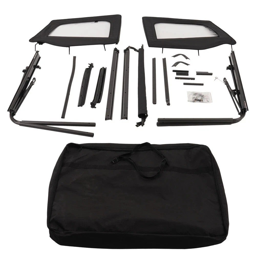 For Jeep Wrangler YJ 87-95 Black Soft Top Kit W/Tinted Windows & Steel Bracket