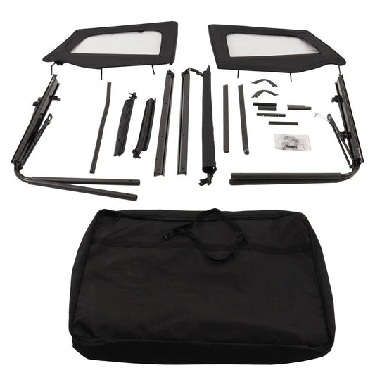 For Jeep Wrangler YJ 87-95 Black Soft Top Kit W/Tinted Windows & Steel Bracket