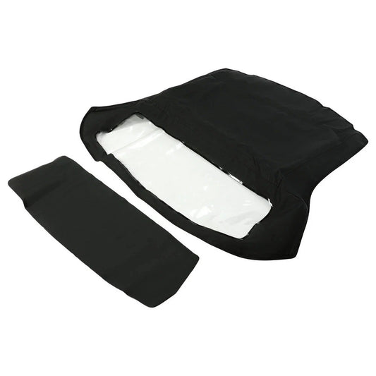 For Fiat 124 1966-1979 Black Sailcloth Vinyl Convertible Soft Top w/Plastic