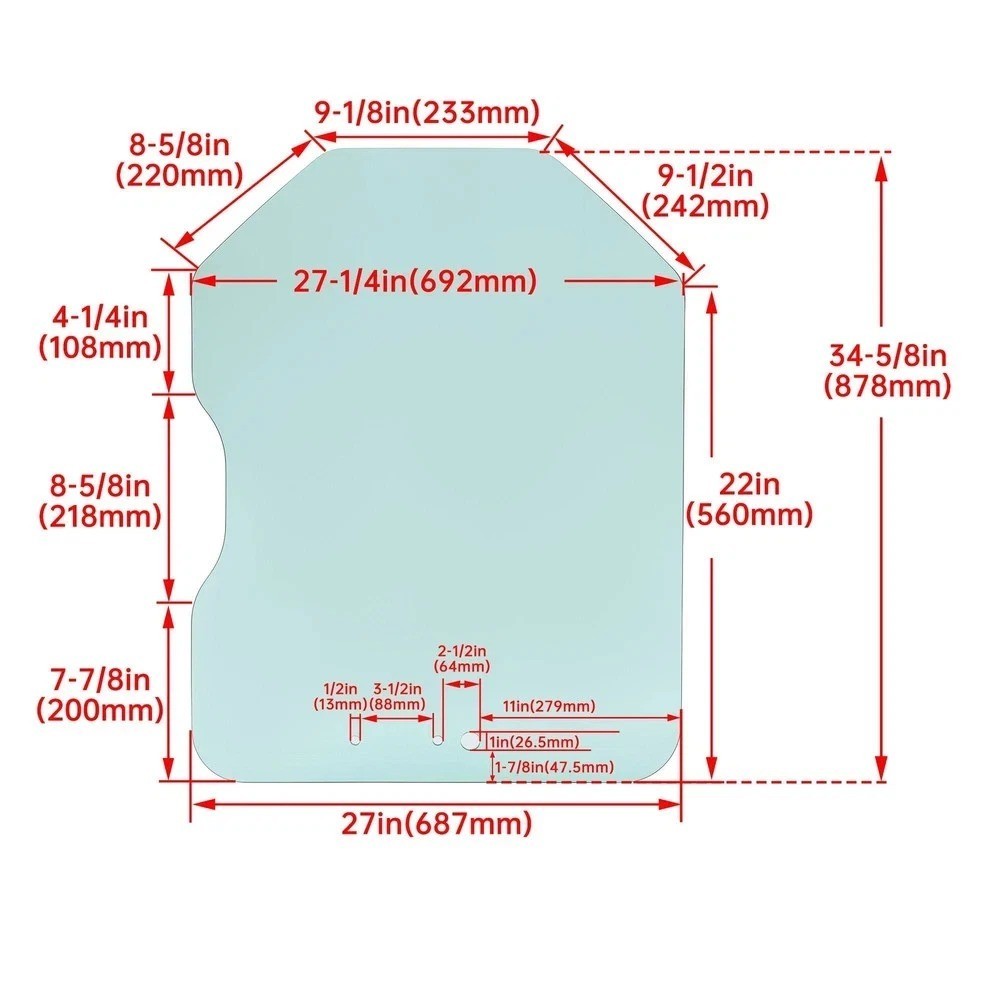Front Door Glass Window For Bobcat G Series S185  S250 T110 T140 A220 Skid Steer
