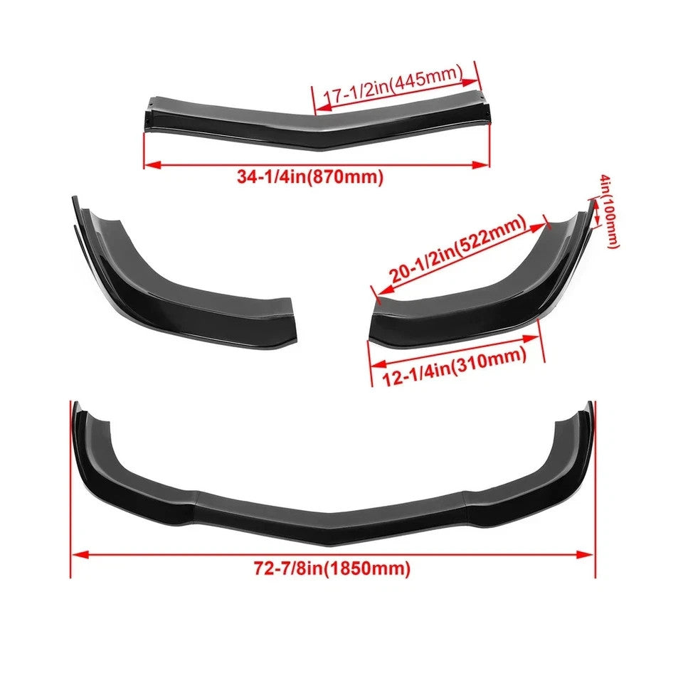 Fits 2011-2014 Dodge Charger SRT8 Glossy Black Front Bumper Lip Spoiler Splitter