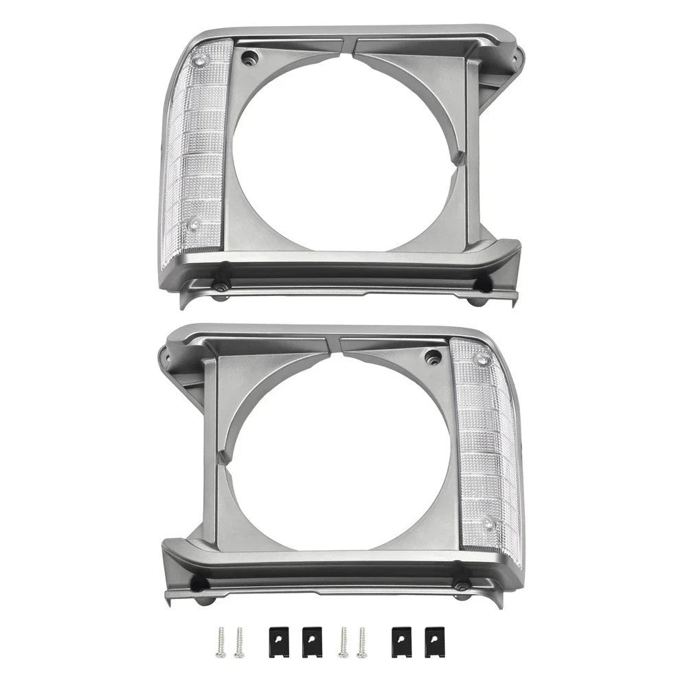 Clear Gray Headlight Door Bezel Left Right For Toyota Pickup RWD 1979-81 W/Bulbs