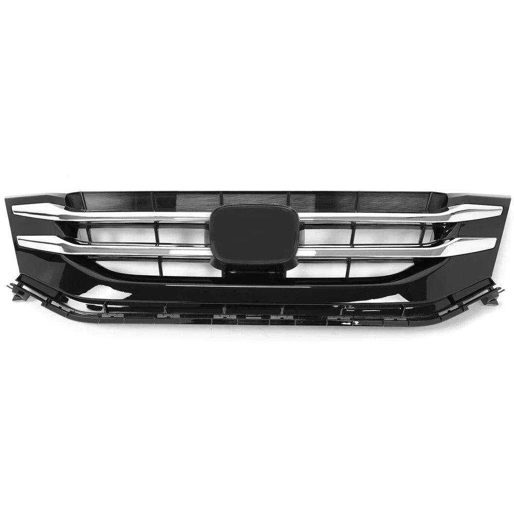Bumper Upper Grille Fits 2014-2017 Honda Odyssey Black Front Grill W/Chrome Trim
