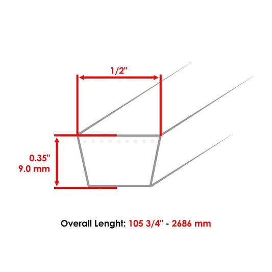 Mower 46" Deck Belt For Husqvarna YTH2246 YTH18K46 YTH20K46 YTH20V46 YTH2146
