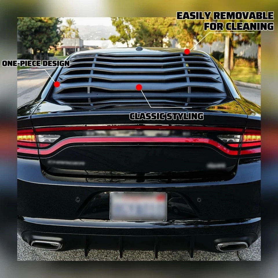 HECASA Rear Window Windshield Louver Cover Sunshade Vent For 11-23 Dodge Charger