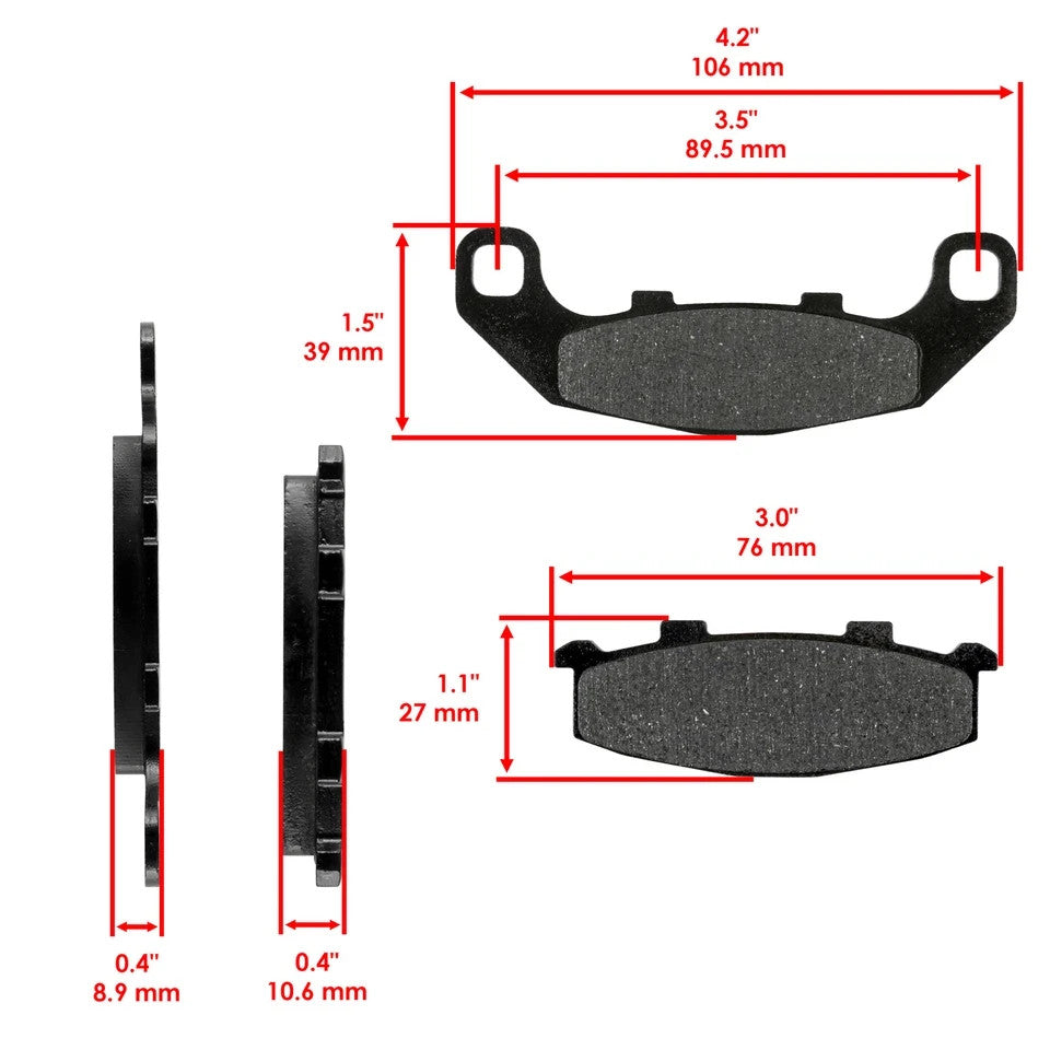 Front Rear Brake Pads for Kawasaki EX250 Ninja 250R 1988-2007 Front Rear Pads