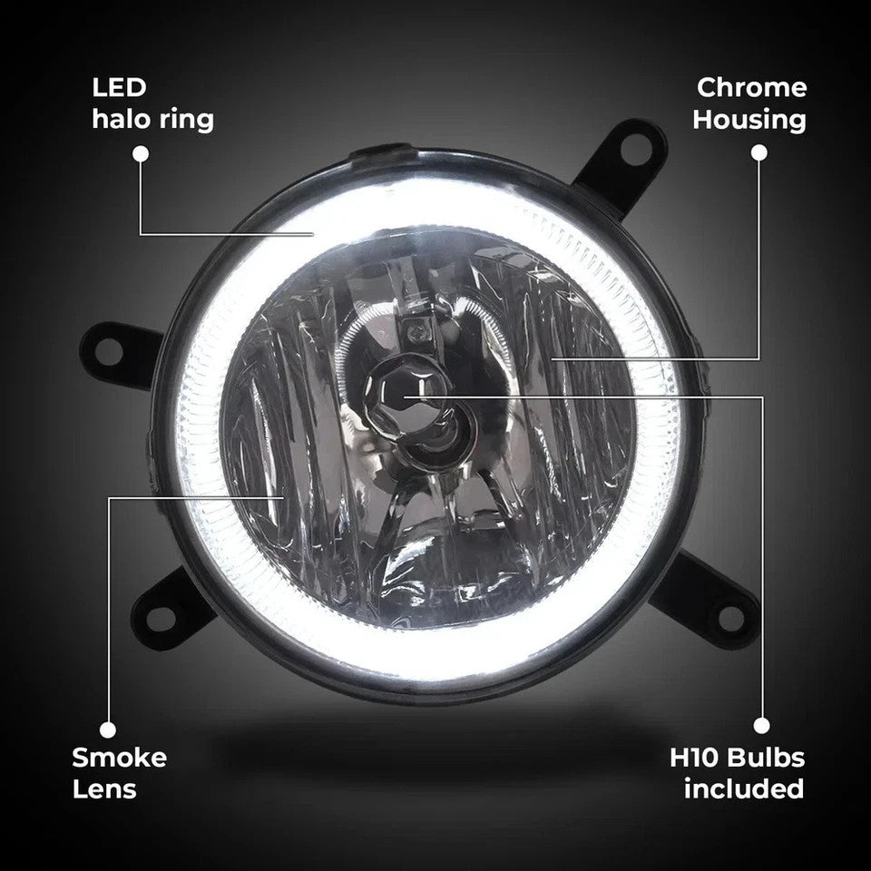 HECASA Fog Lights W/LED Halo Running Light Smoke For Ford Mustang GT 2005-2009
