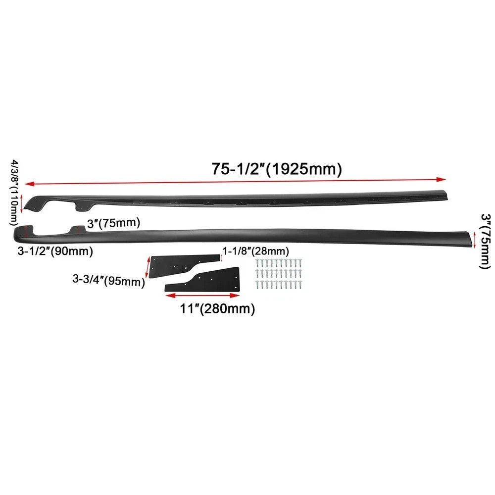 Matte For 05-13 Corvette C6 Base ZR1 Style Side Skirts Rocker Panel Mud Flaps
