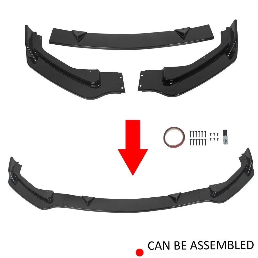 For Infiniti Q50 14-17 Glossy Black Front Bumper Lower Lip Spoiler Spiltter Kit