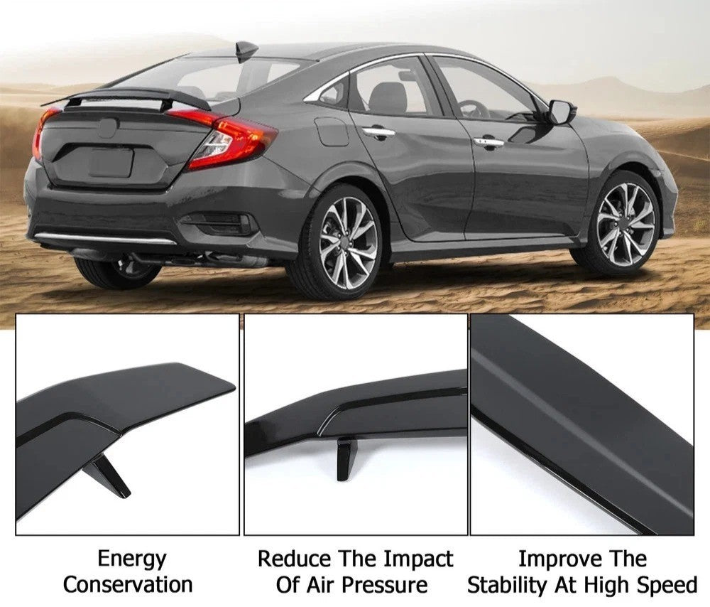 Rear Trunk Spoiler Lip W/led light For 2016-2021 Honda Civic IS LX Typer-R Style