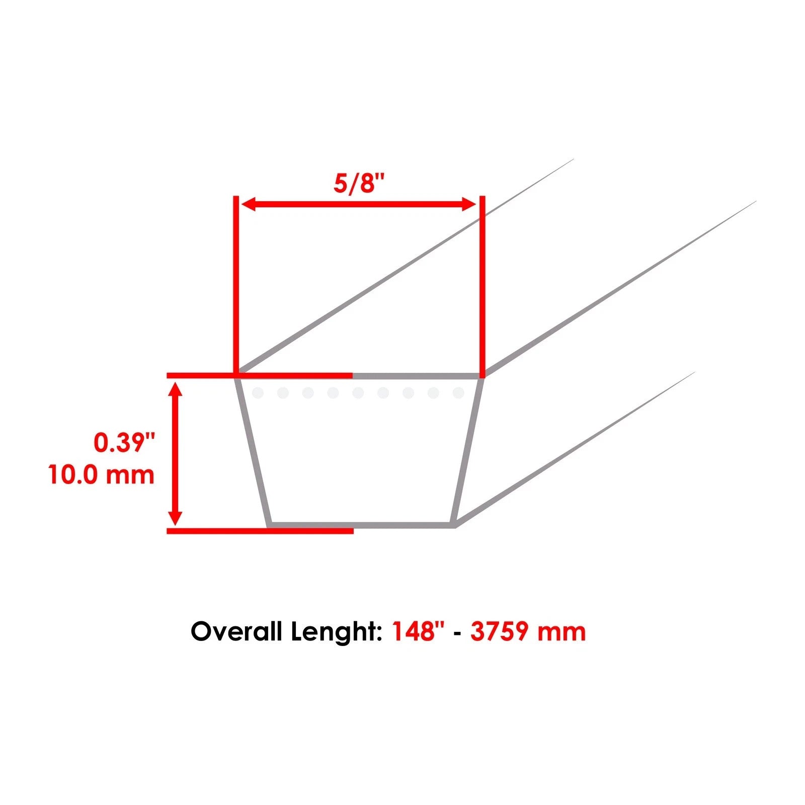 5/8" X 148" Belt for MTD Cub Cadet 54" Deck Belt 95404329A 954-04329A