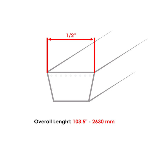 42" Aramid Deck Belt For John Deere 14.542GS / 1642HS / 1742HS / 17.542HS Sabre