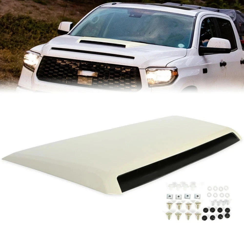 Front Hood Scoop Vent Bulge Kit White For 2014-2021 Toyota Tundra SR5 Crew Cab