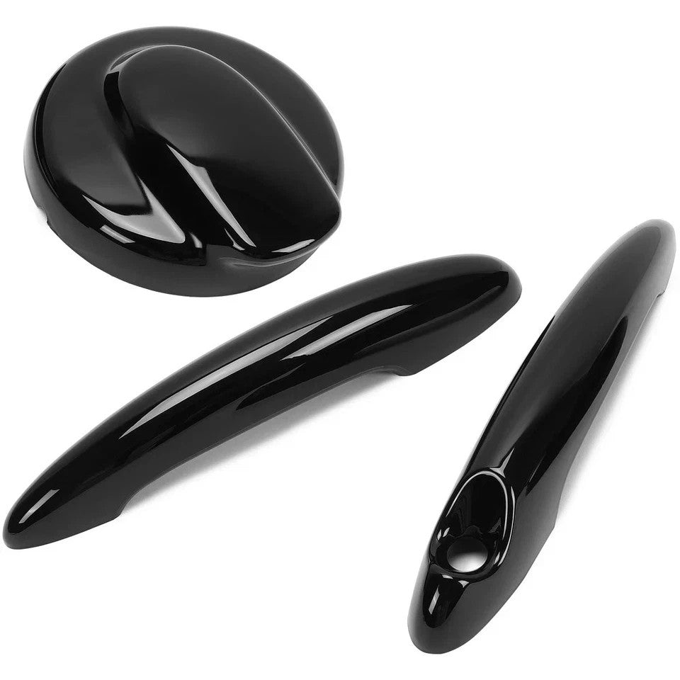 HECASA GLOSS BLACK Petrol Gas Cap & Door Handle Covers for MINI R55 R56 Cooper S