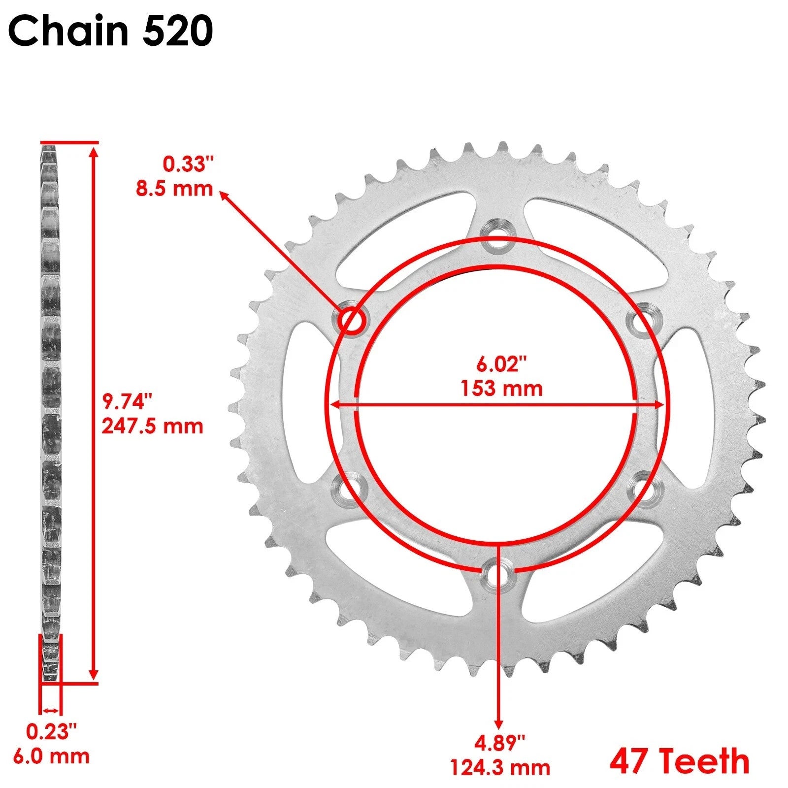 Caltric Red O-Ring Drive Chain and Sprocket Kit for Honda CRF150F 2006-2017