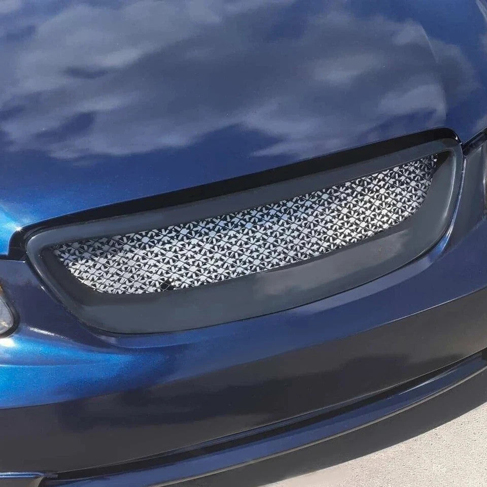 HECASA For 2003-07 Toyota Corolla Mesh ABS Front Grille Glossy Black Metal Hood