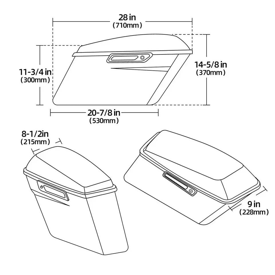 Black Hard Saddle Bags Saddlebags For 2014-2024 Harley Touring Road Street Glide