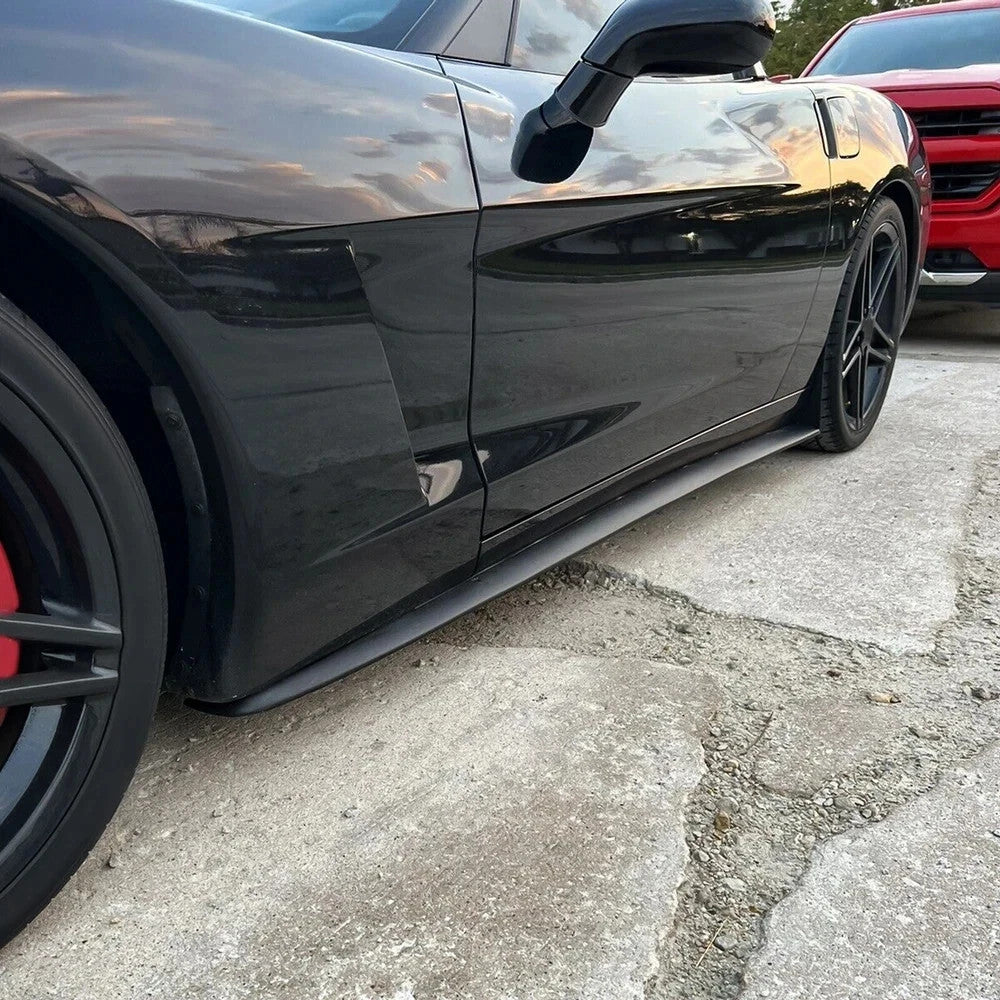 Matte For 05-13 Corvette C6 Base ZR1 Style Side Skirts Rocker Panel Mud Flaps