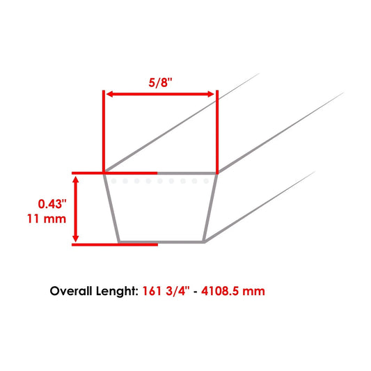 954-05015 754-05015 60" Deck Belt For Cub Cadet MTD Troy-Bilt  161 3/4" x 5/8"