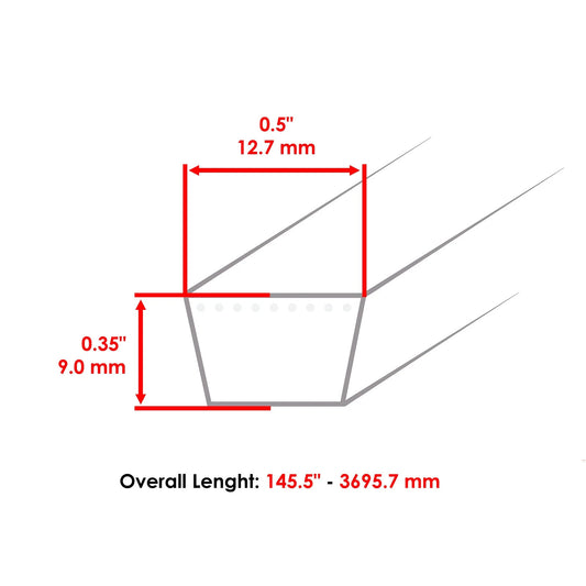 Deck Belt for Ariens / Gravely ZOOM XL54 ZTXL54 ZT2552 W/ 52" Decks 07200023
