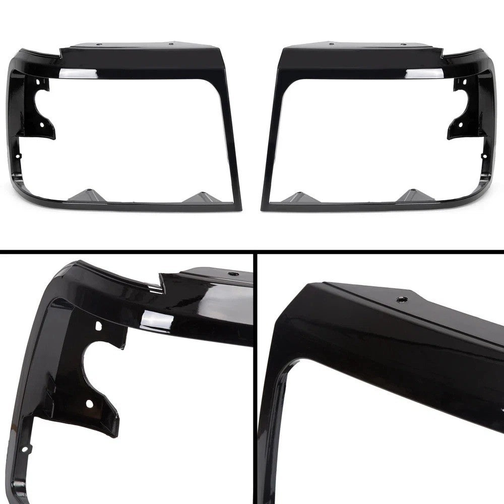 For Ford Bronco F150 Pickup 1992-1996 Headlight Trim Bezel Black Kit LH+RH 92-96