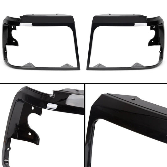 For Ford Bronco F150 Pickup 1992-1996 Headlight Trim Bezel Black Kit LH+RH 92-96