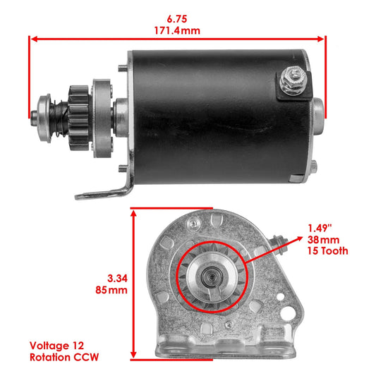 Starter Motor for Starter for Briggs & Stratton 592599 15 teeth Steel Gear
