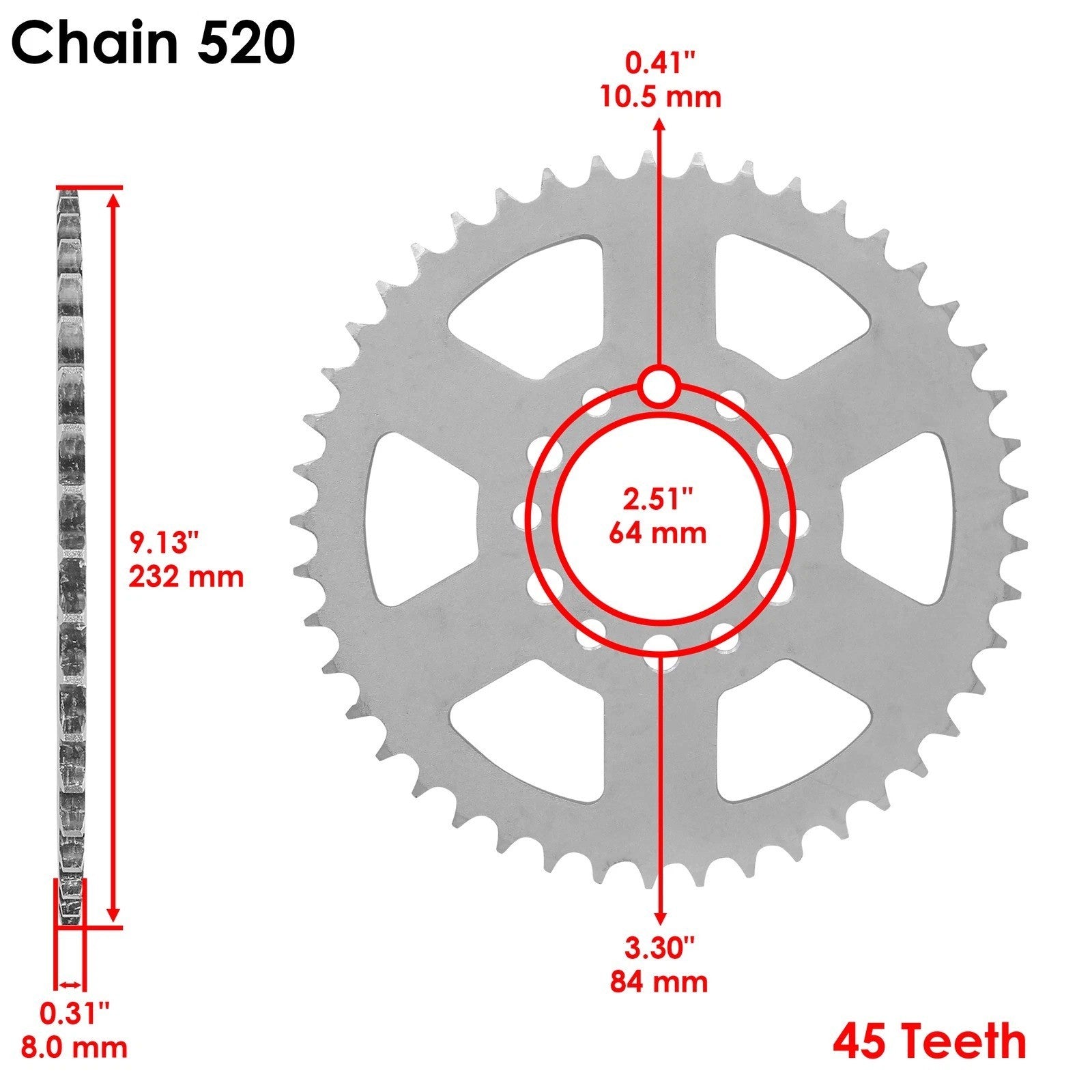 Rear Wheel Chain Sprocket For Suzuki DR200SE 1996-13 DR200SL 15-19 DR200S 16-20