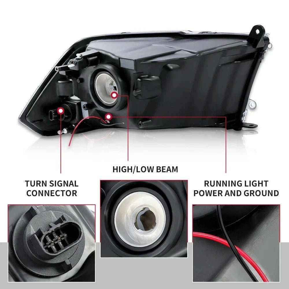 LED Headlights Sequential Turn Signal w/Bulbs For Dodge Ram 1500 2500 3500 09-18