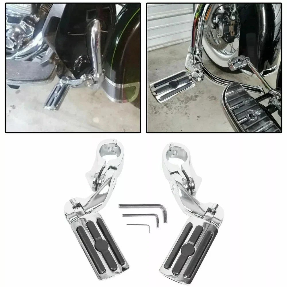 Motorcycle Highway Foot Pegs For Harley Touring Road King Steet Glide 1-1/4" Bar