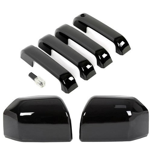 For 2015-2020 Ford F-150 Black Mirror Covers Caps & Black Door Handle Covers
