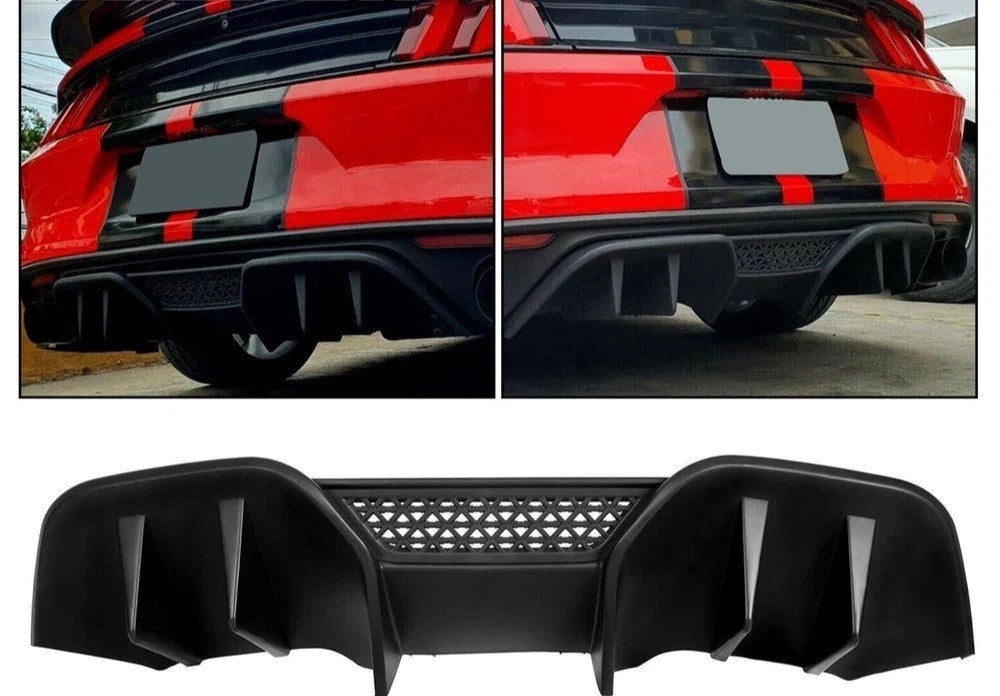 For 15 16 17 Ford Mustang R-Spec V2 Rear Bumper Diffuser Cover Splitter Valance