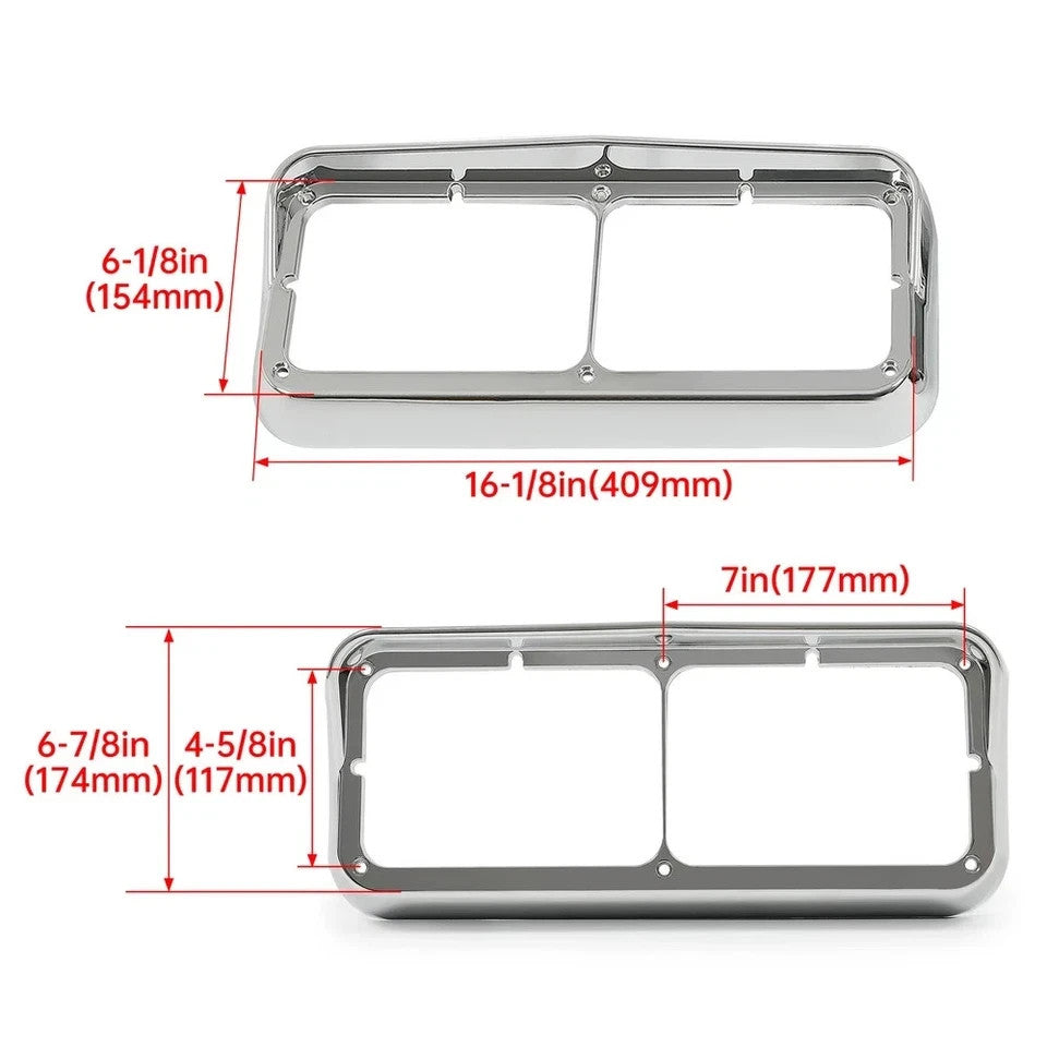 HECASA Headlight Bezel For Peterbilt 378 379 Freightliner FLD120 Kenworth Truck