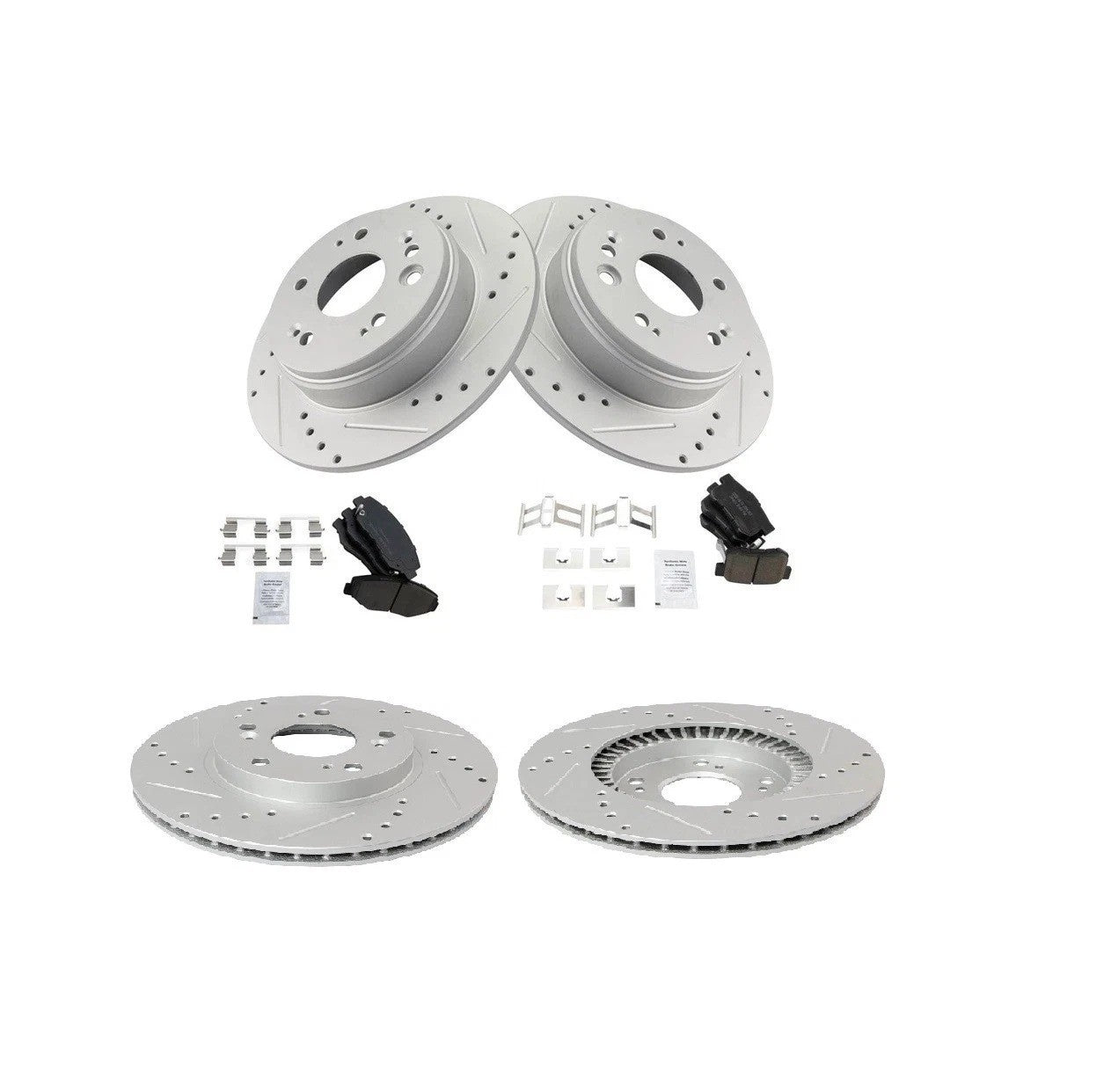 Performance Brake Rotor Drilled Slotted Posi Ceramic Pad Front Rear Kit