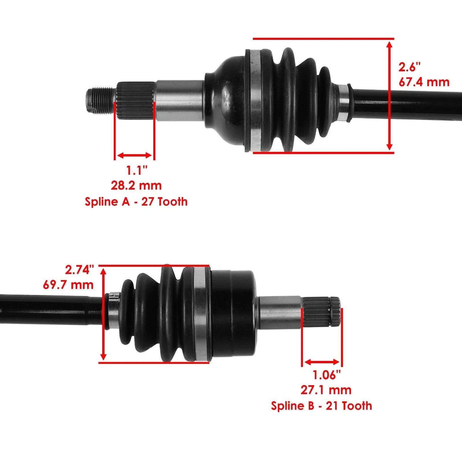 Front Left & Right CV Joint Axle For Yamaha Grizzly 550 YFM550 4WD Fi 2009-14