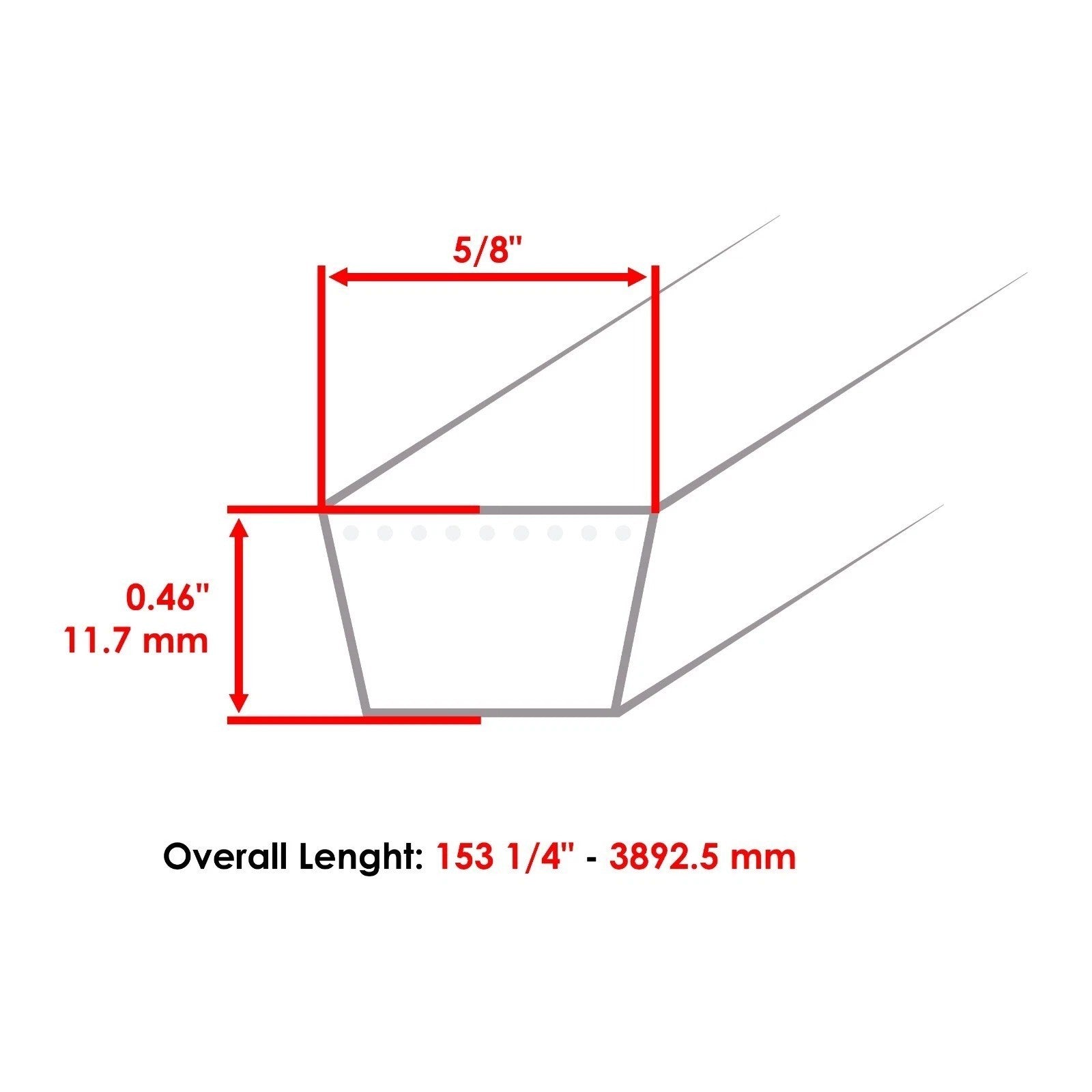 48" Deck Belt for Cub Cadet Z48 Z48L 53AC365M100 53BA1D5M100 5/8 x 153" B150