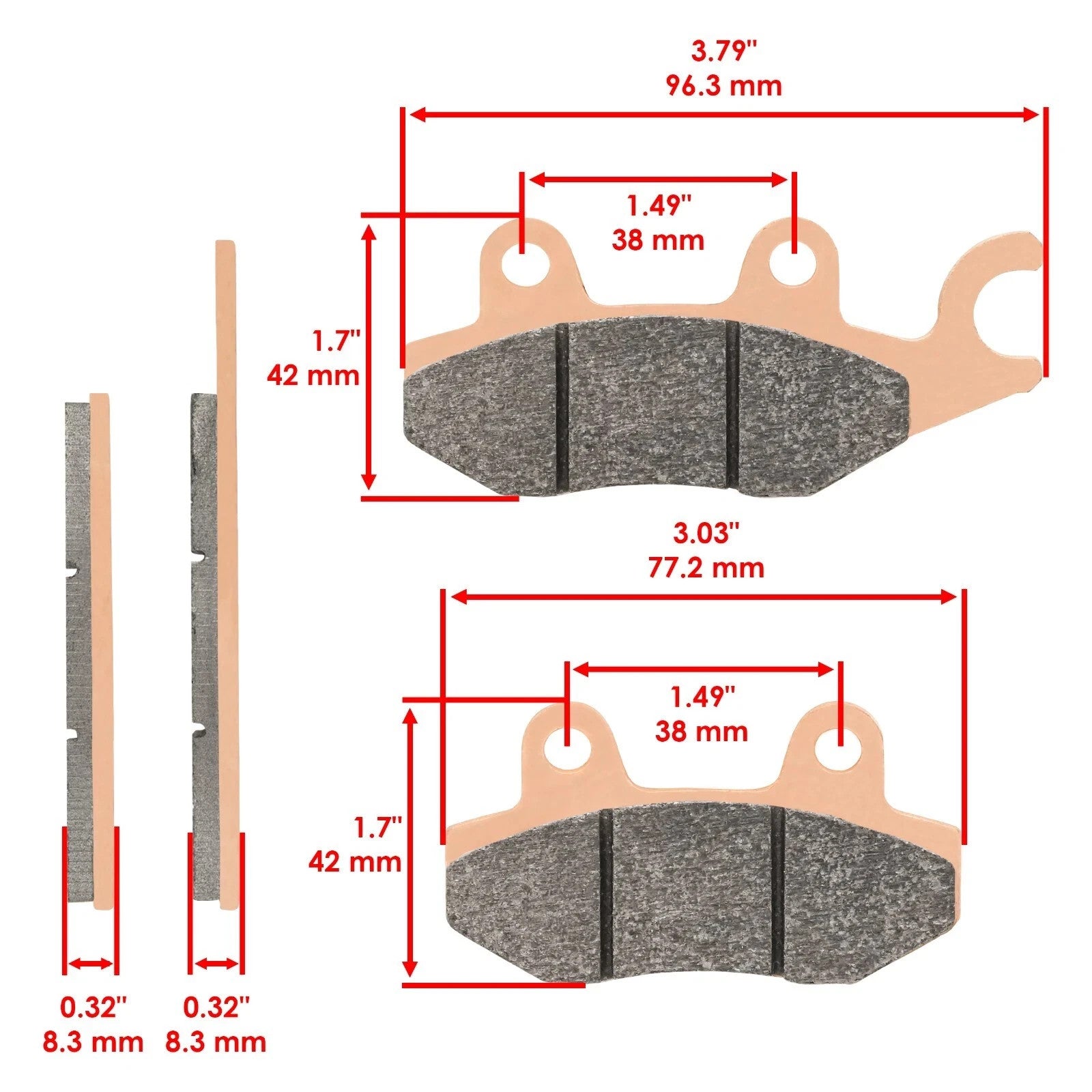 Front and Rear Brake Pads for Kawasaki Mule Pro-Fx Pro-Fxt KAF820 2015-2016