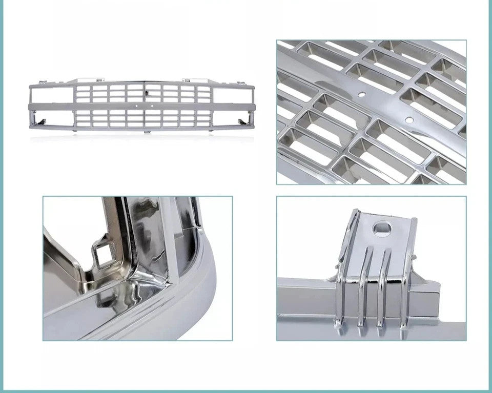 HECASA Chrome Grille For 1988-1993 Chevy Chevrolet C K 1500 2500 3500 Silverado