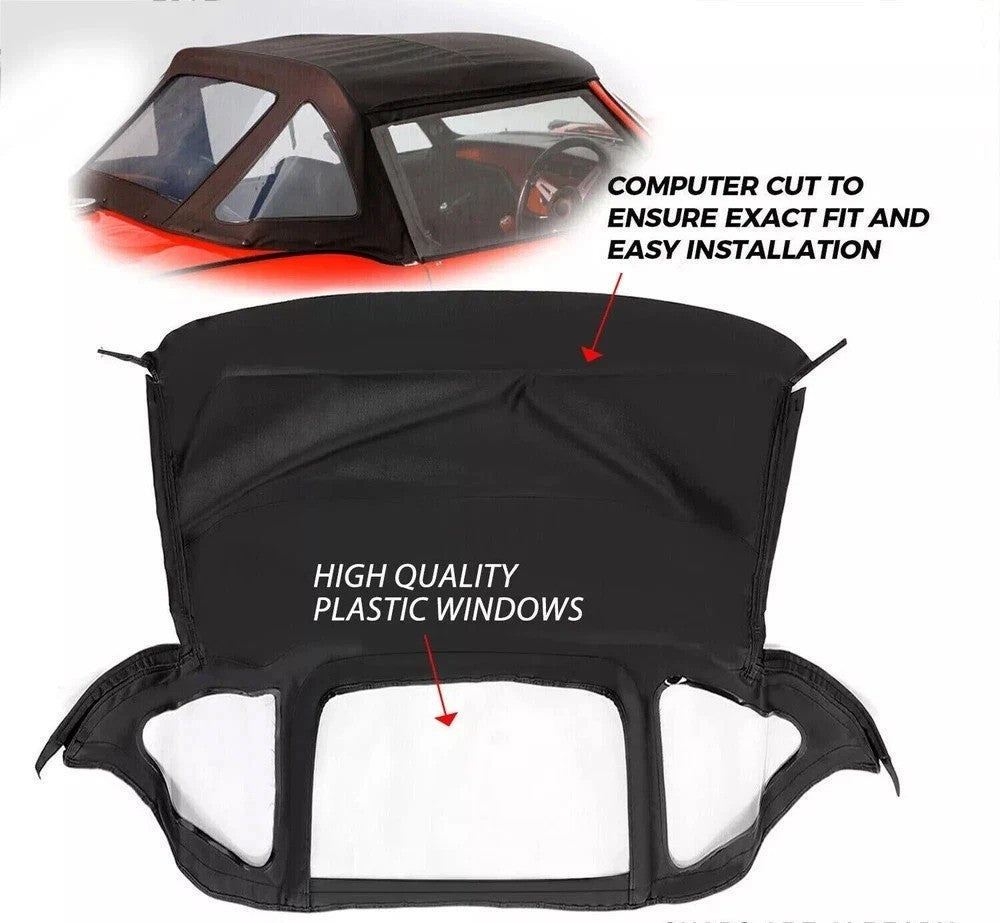 Convertible Soft Top Replacement w/ Plastic Windows For 71-81 Triumph Spitfire