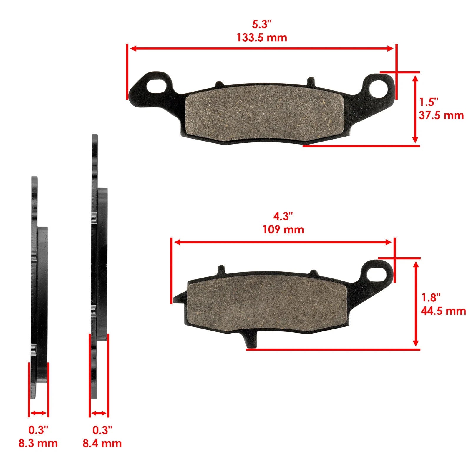 Caltric Front and Rear Brake Pads for Suzuki DL1000 V-Strom 1000 2002-2012