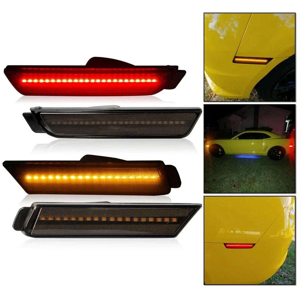 4PCS LED Front Rear Side Marker Lights For 2010-2015 Chevy Camaro SS LT ZL1 LS