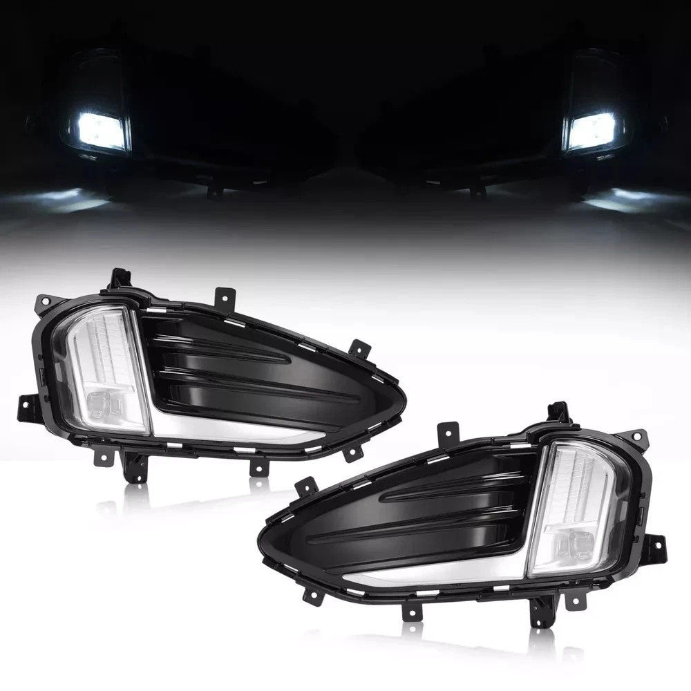 For Ford Edge 2019-2024 Bumper LED Fog Light Lamps Cover Bezel Passenger&Driver