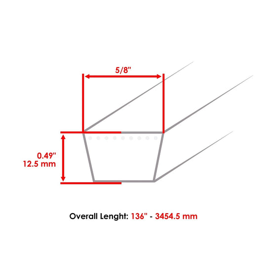 Caltric 167133 5' Deck Belt For King Kutter RFM-60 RFM60 FM60