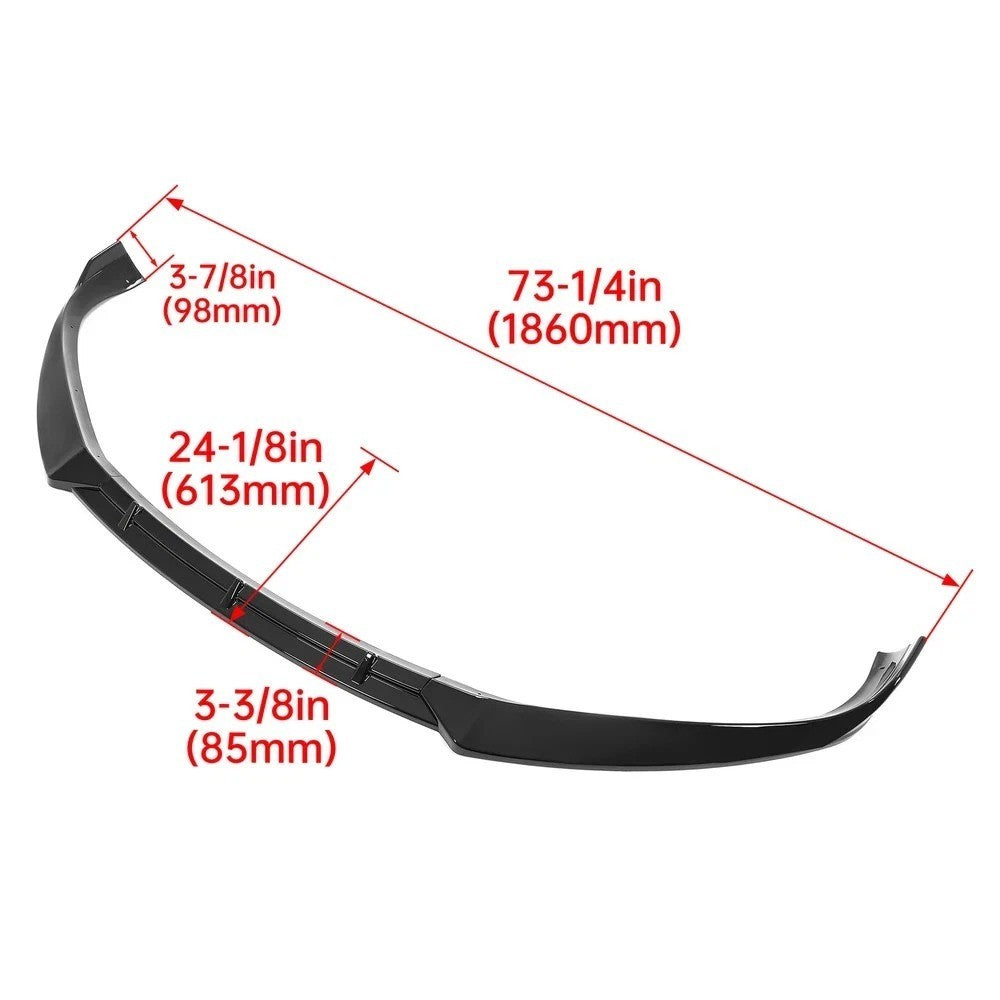Glossy Black Front Bumper Lip Body Kit Splitter Spoiler For Tesla Model S 16-20
