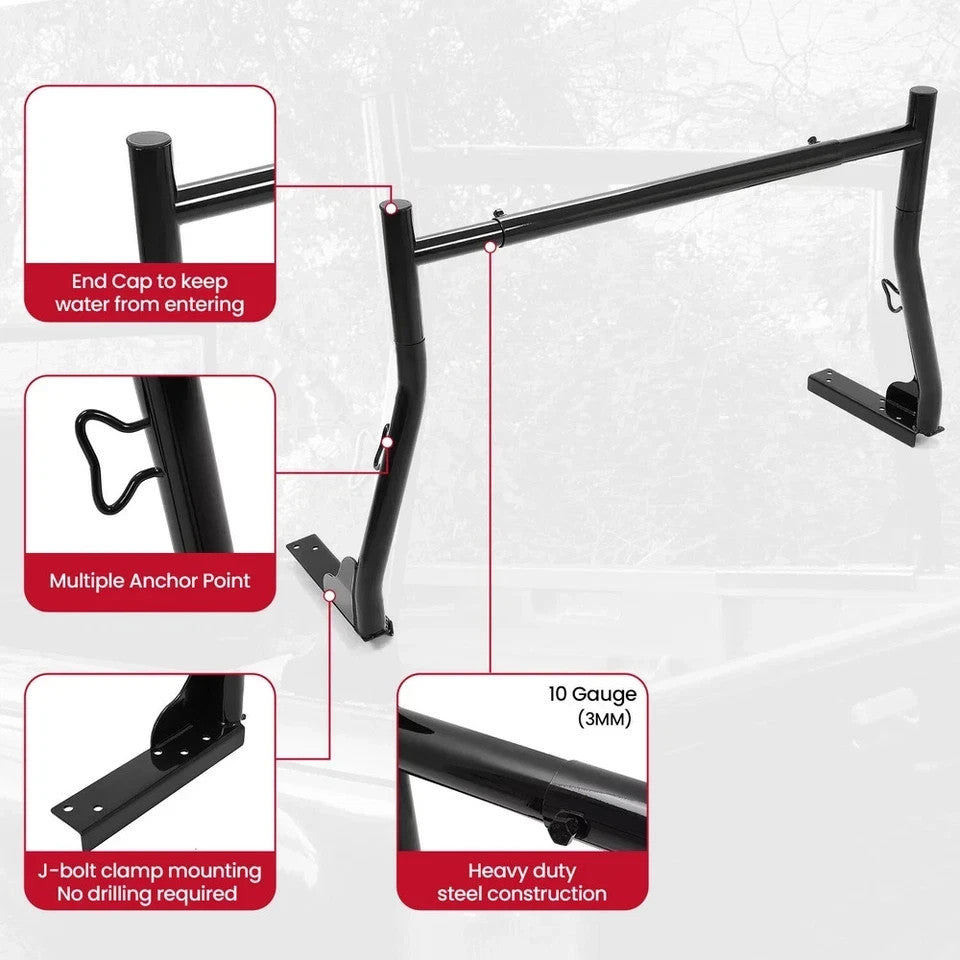 800lbs Adjustable Pickup Truck Bed Ladder Cargo Rack Luggage Carrier For Canoes