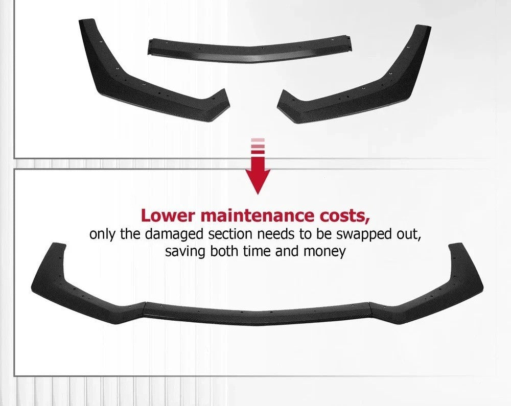 For 18-23 Ford Mustang Carbon Look GT-Style Front Bumper Body Kit Splitter Lip
