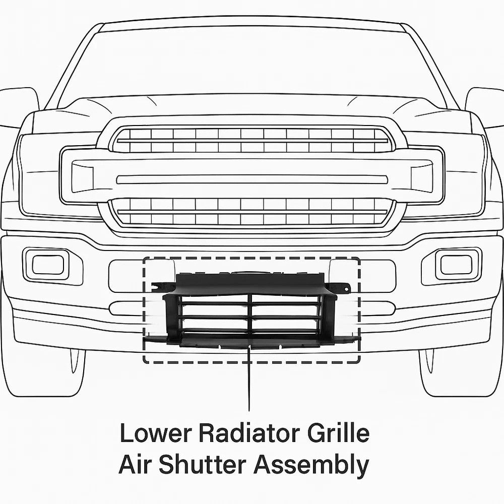 Black Front Lower Radiator Grille Air Shutter Assembly For Ford F-150 2018-2020