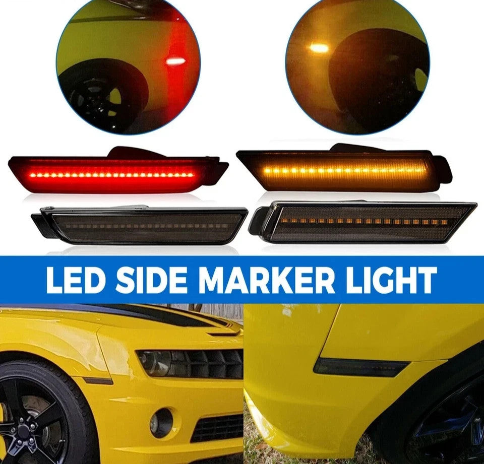 4PCS LED Front Rear Side Marker Lights For 2010-2015 Chevy Camaro SS LT ZL1 LS