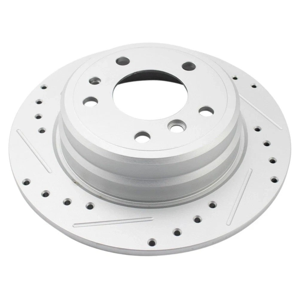 Front Rear Ceramic Brake Pads & Performance Drilled Slotted Rotor Kit
